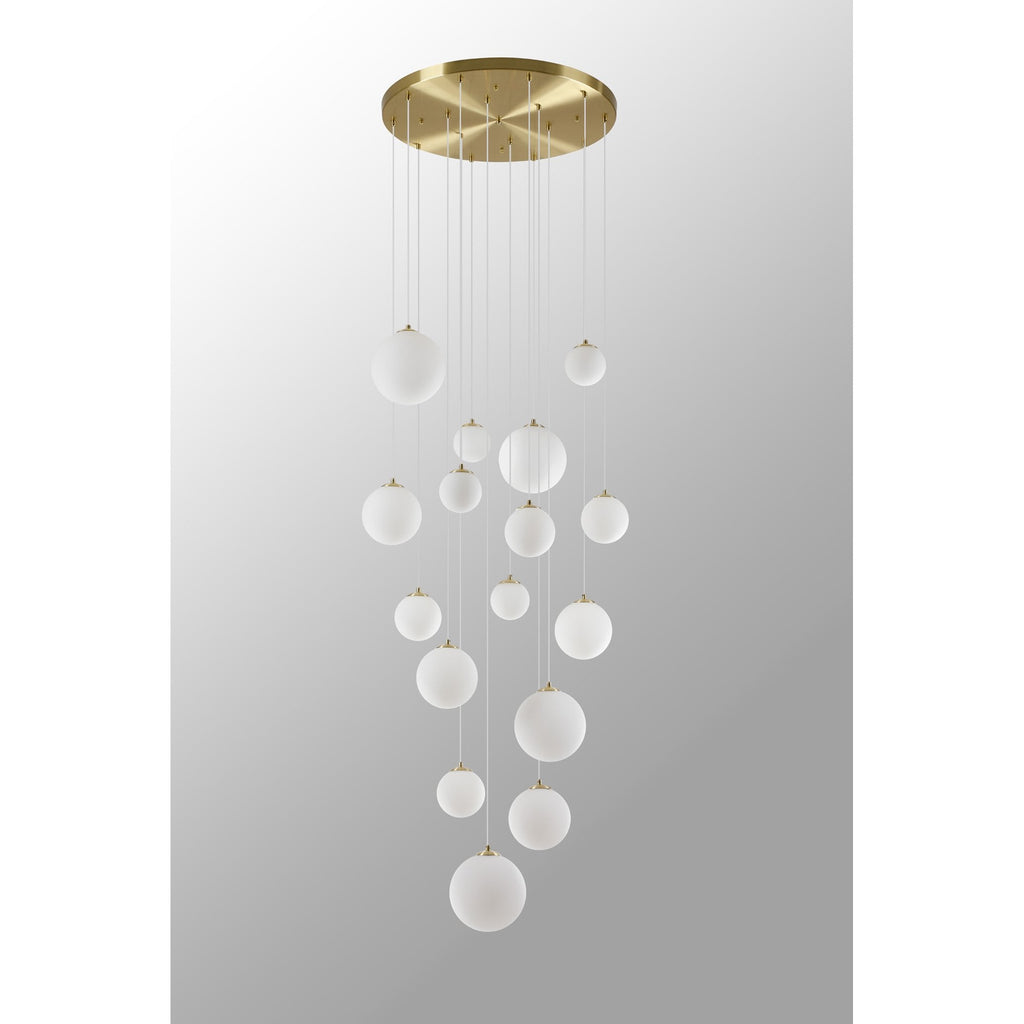 NL9322/OP9 Prague 16 Light Pendant Satin Gold Opal