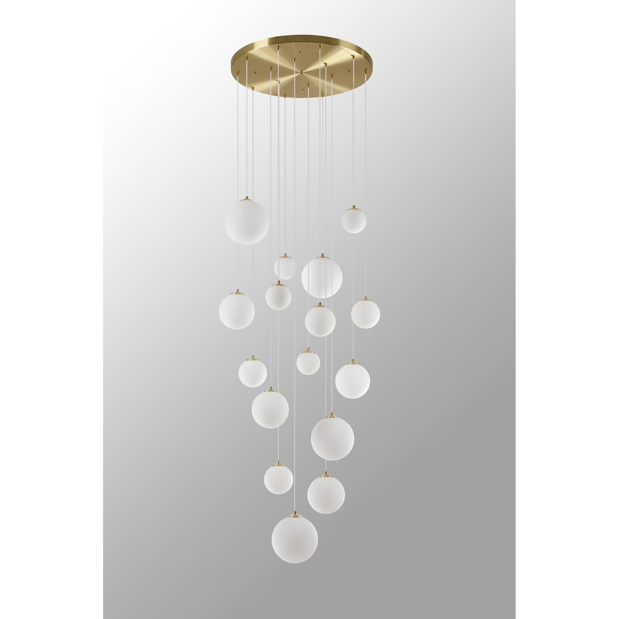 NL9322/OP9 Prague 16 Light Pendant Satin Gold Opal