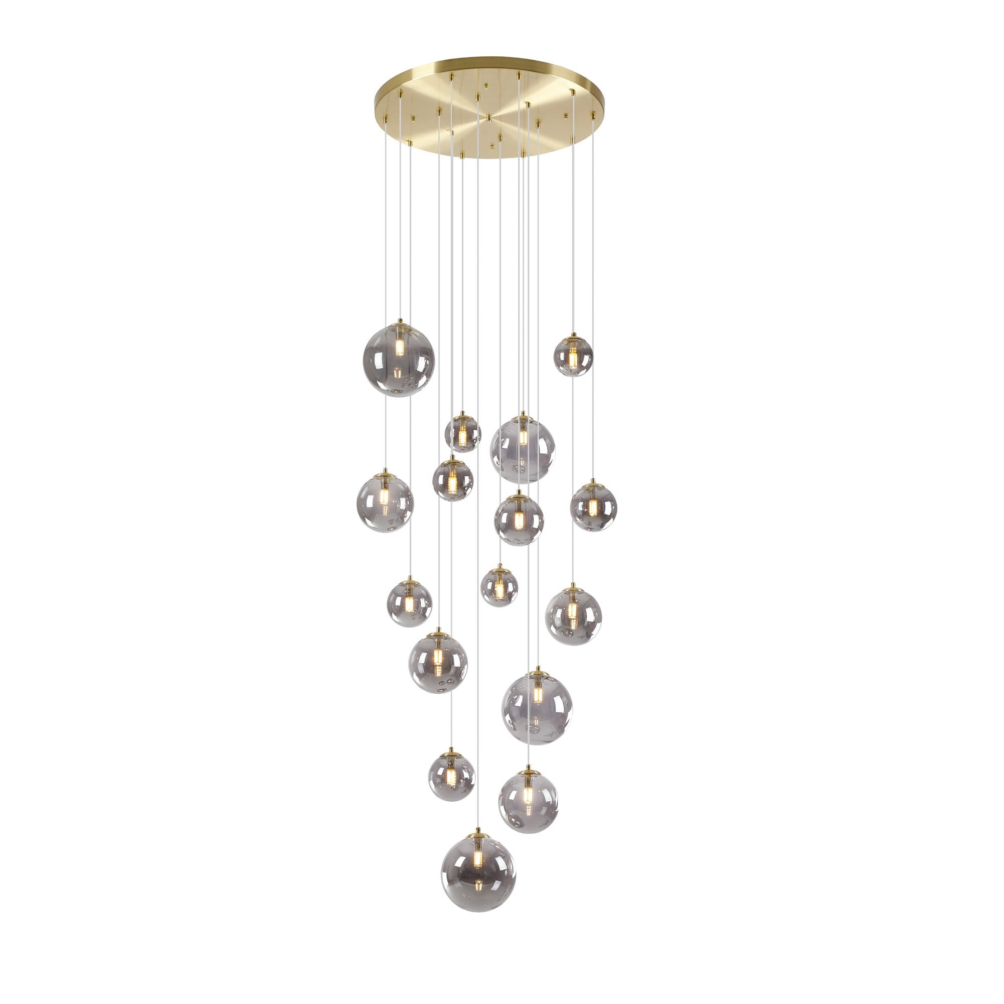 NL9322/SM9 Prague 16 Light Pendant Satin Gold Smoke Plated
