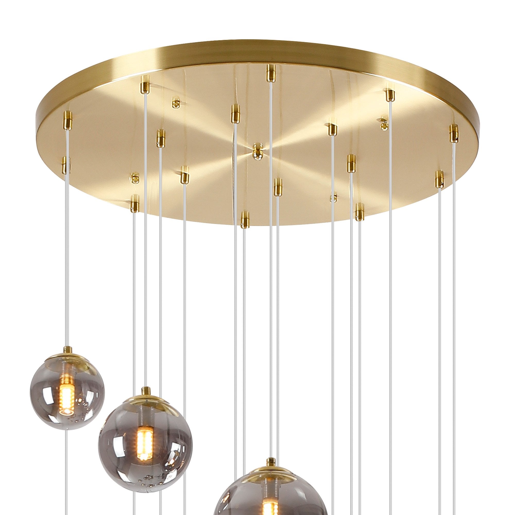 NL9322/SM9 Prague 16 Light Pendant Satin Gold Smoke Plated