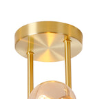 NL9323/AM9 Prague 6 Light Ceiling Light Satin Gold Amber Plated