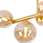 NL9323/AM9 Prague 6 Light Ceiling Light Satin Gold Amber Plated