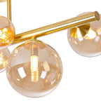 NL9323/AM9 Prague 6 Light Ceiling Light Satin Gold Amber Plated