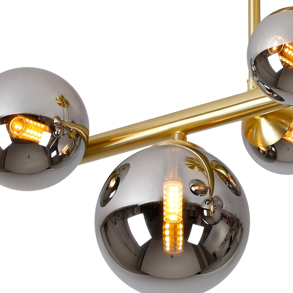 NL9323/CH9 Prague 6 Light Ceiling Light Satin Gold Chrome Plated