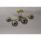 NL9323/CH9 Prague 6 Light Ceiling Light Satin Gold Chrome Plated
