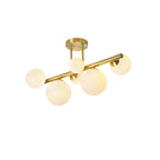 NL9323/OP9 Prague 6 Light Ceiling Light Satin Gold Opal