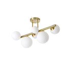 NL9323/OP9 Prague 6 Light Ceiling Light Satin Gold Opal