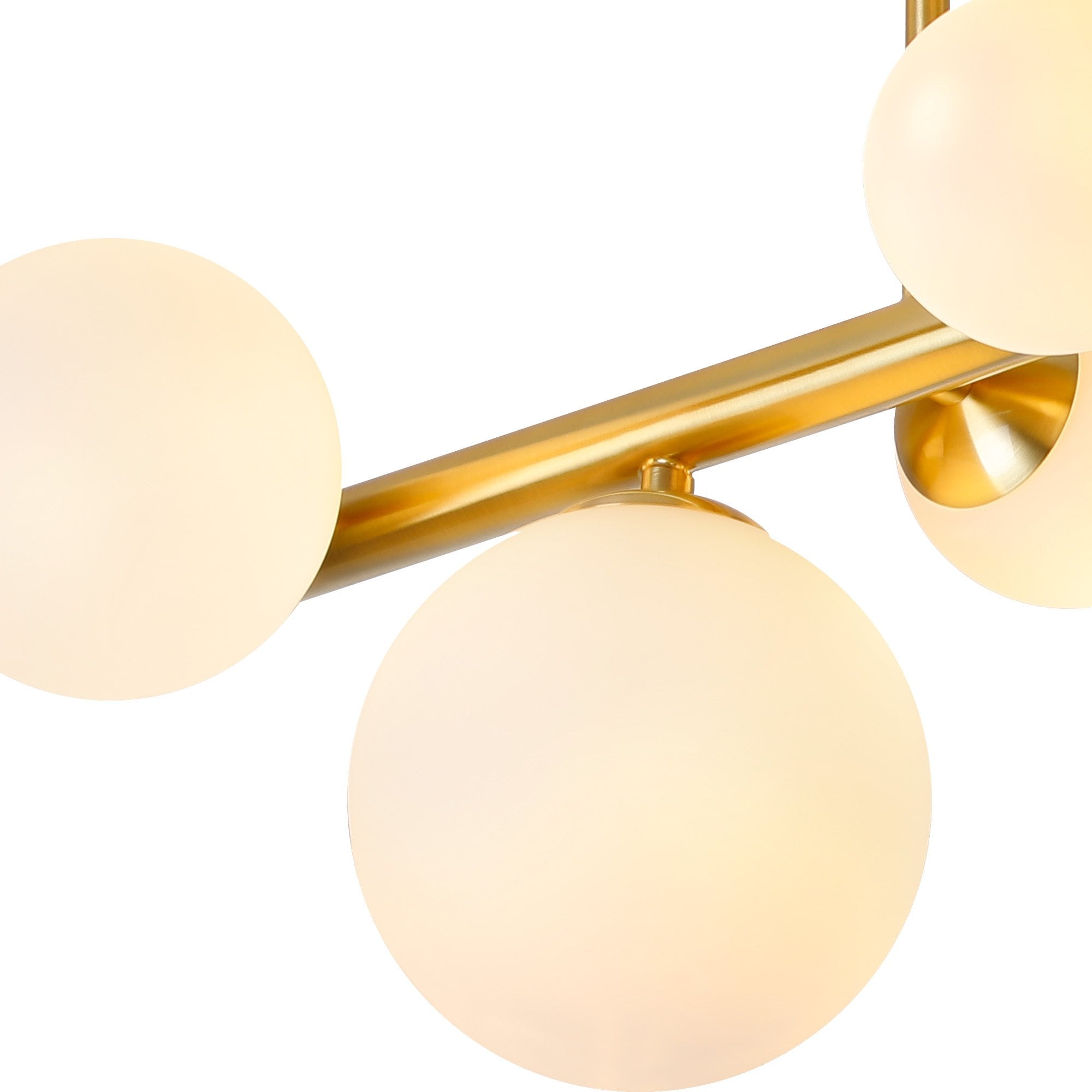 NL9323/OP9 Prague 6 Light Ceiling Light Satin Gold Opal