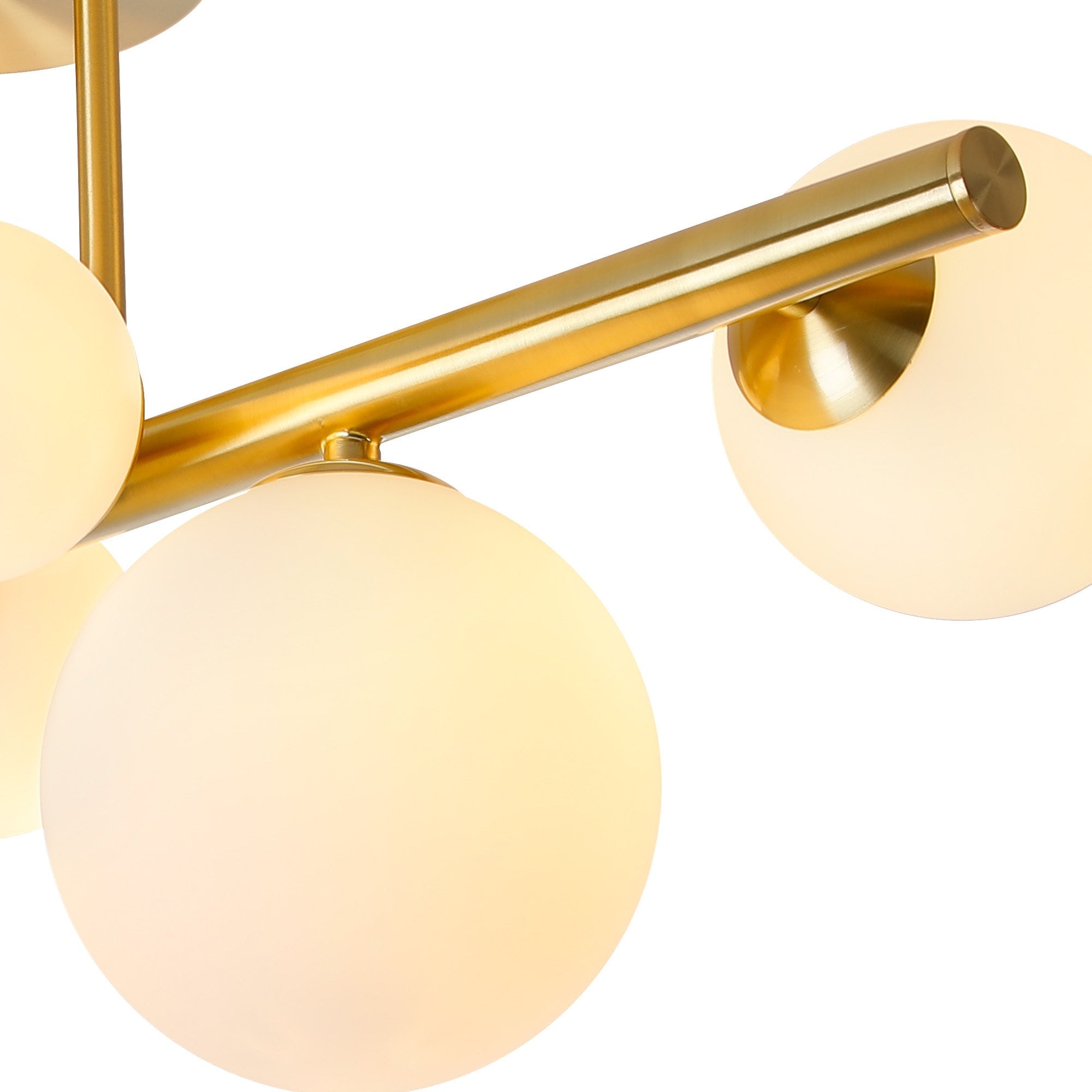 NL9323/OP9 Prague 6 Light Ceiling Light Satin Gold Opal