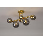 NL9323/SM9 Prague 6 Light Ceiling Light Satin Gold Smoke Plated