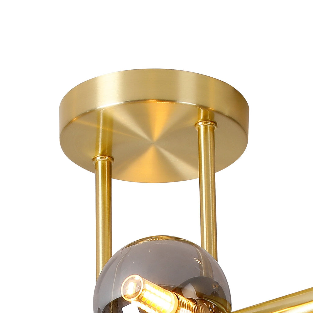 NL9323/SM9 Prague 6 Light Ceiling Light Satin Gold Smoke Plated
