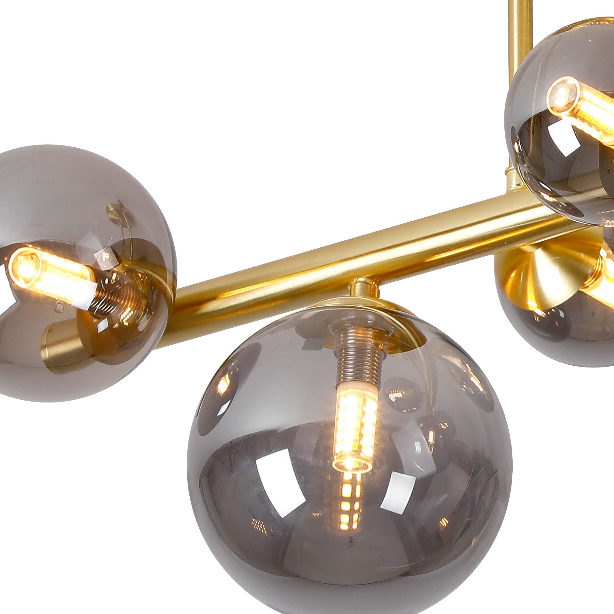 NL9323/SM9 Prague 6 Light Ceiling Light Satin Gold Smoke Plated