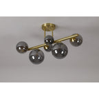 NL9323/SM9 Prague 6 Light Ceiling Light Satin Gold Smoke Plated