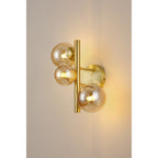 NL9324/AM9 Prague 3 Light Wall Light Satin Gold Amber Plated