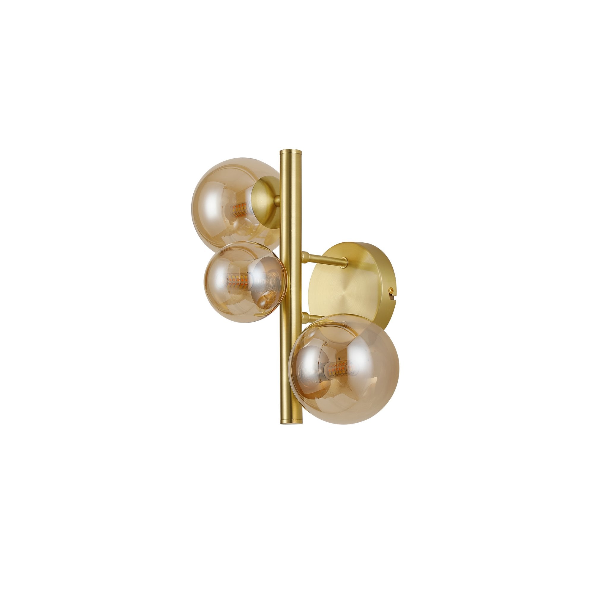 NL9324/AM9 Prague 3 Light Wall Light Satin Gold Amber Plated