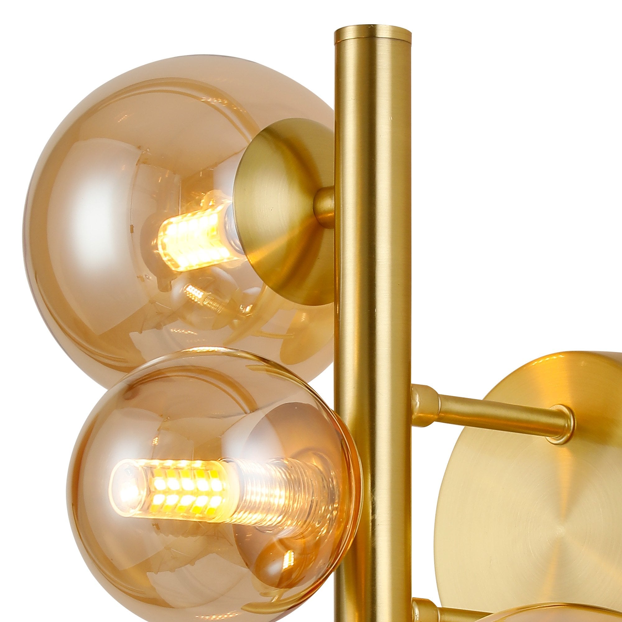 NL9324/AM9 Prague 3 Light Wall Light Satin Gold Amber Plated