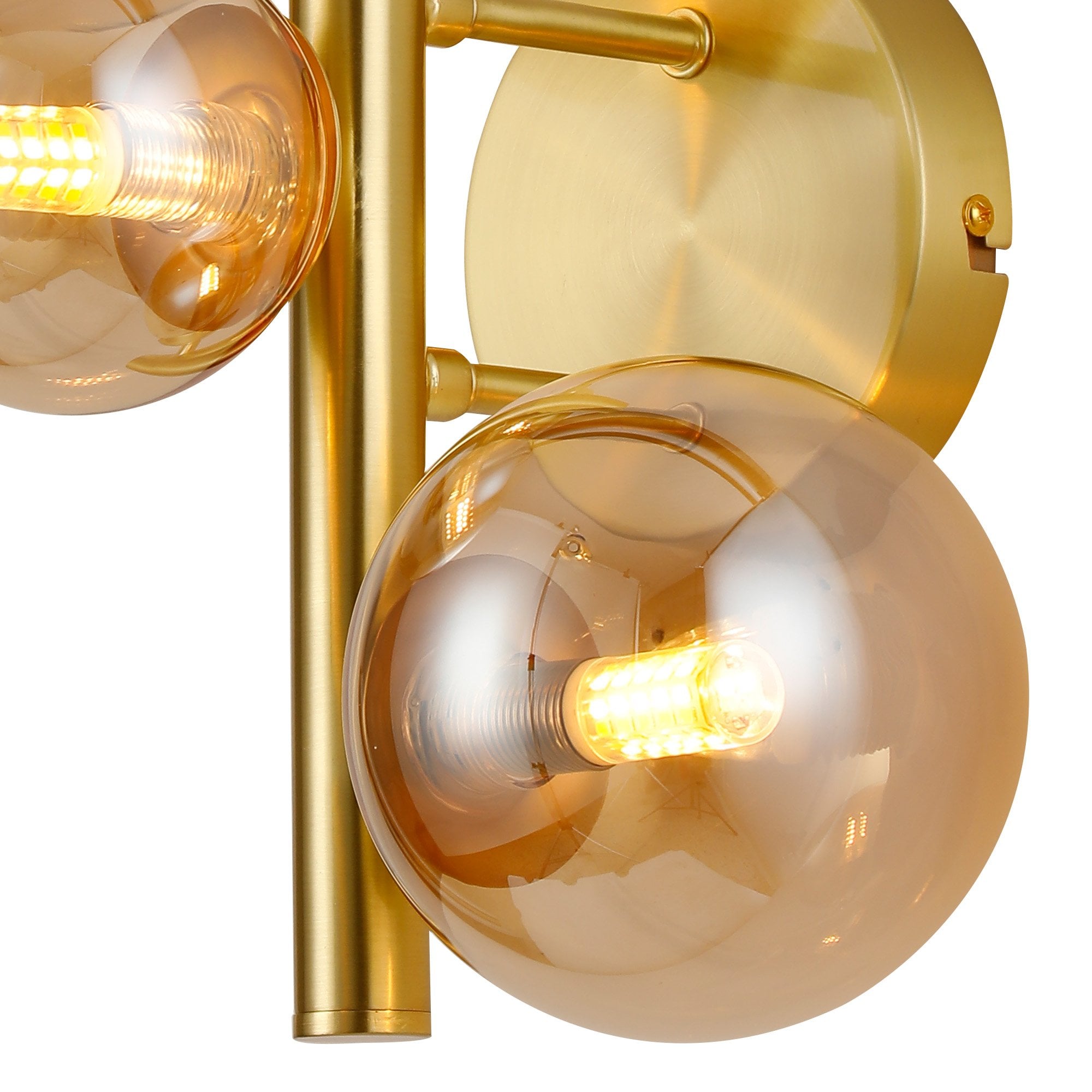 NL9324/AM9 Prague 3 Light Wall Light Satin Gold Amber Plated