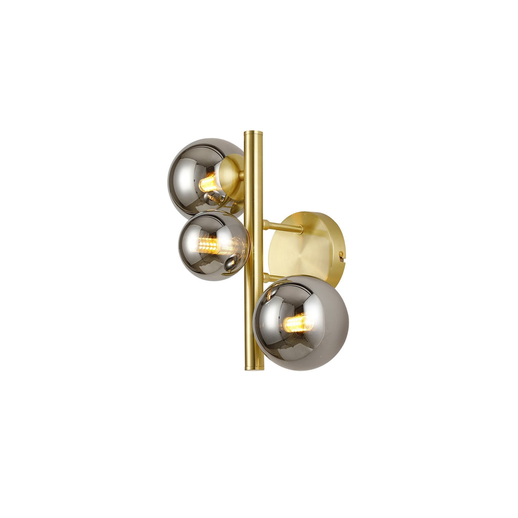 NL9324/CH9 Prague 3 Light Wall Light Satin Gold Chrome Plated