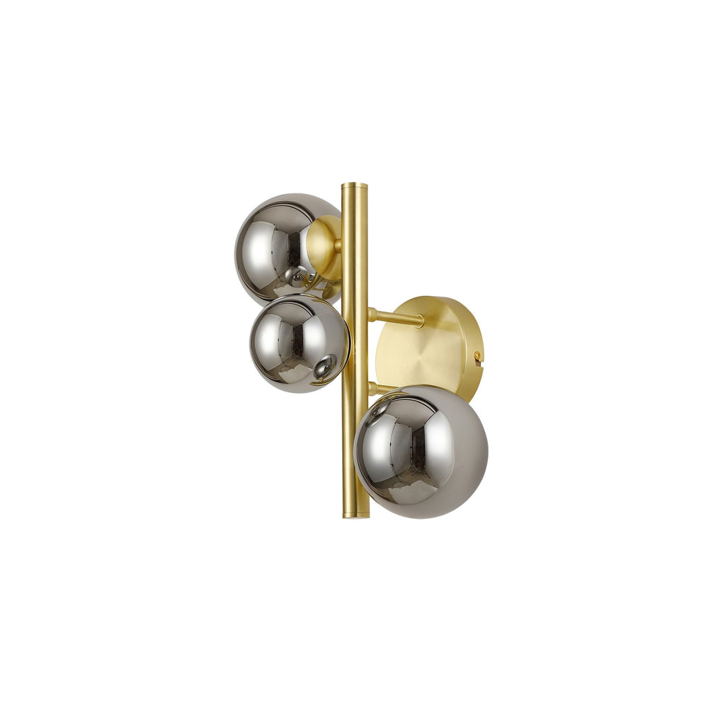 NL9324/CH9 Prague 3 Light Wall Light Satin Gold Chrome Plated