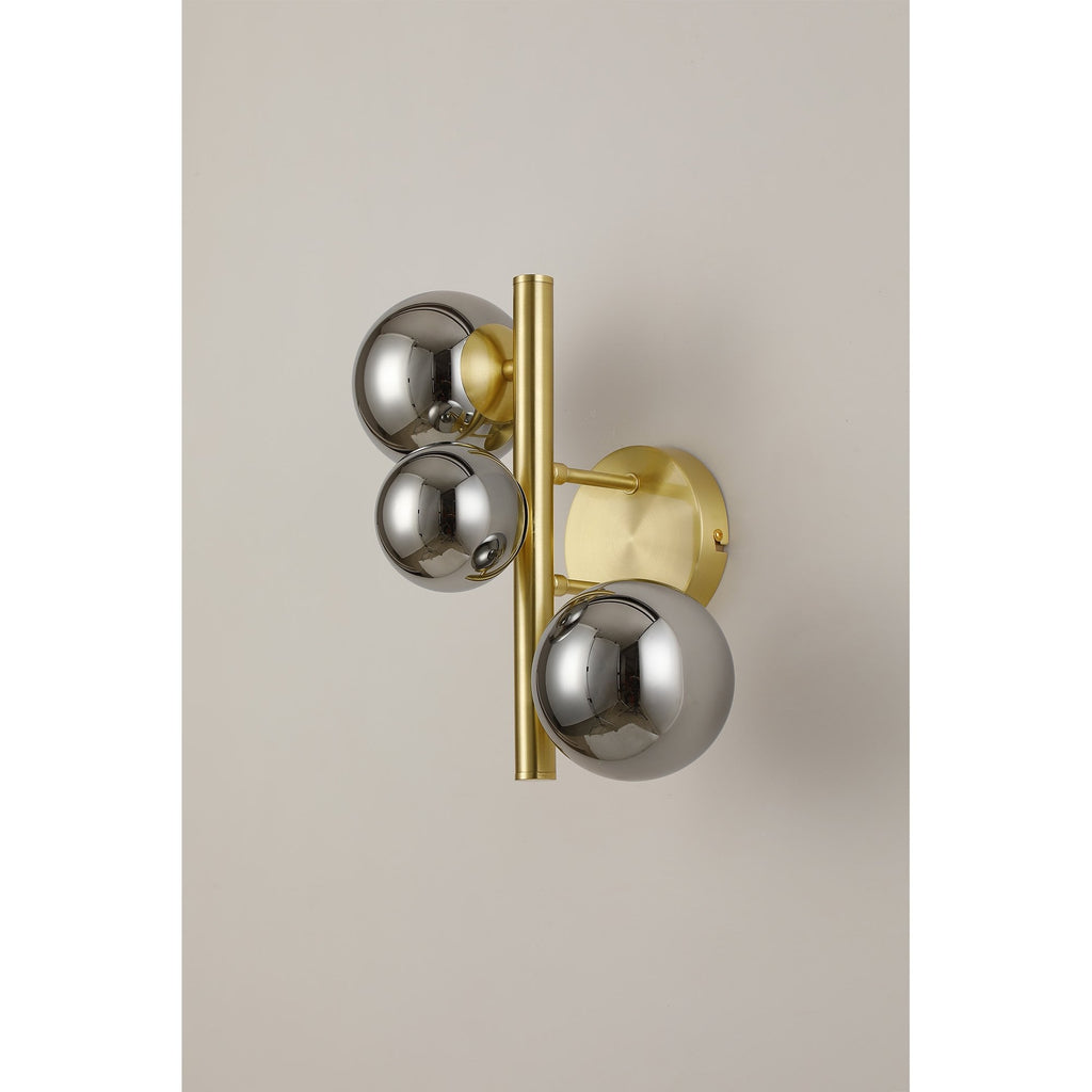 NL9324/CH9 Prague 3 Light Wall Light Satin Gold Chrome Plated