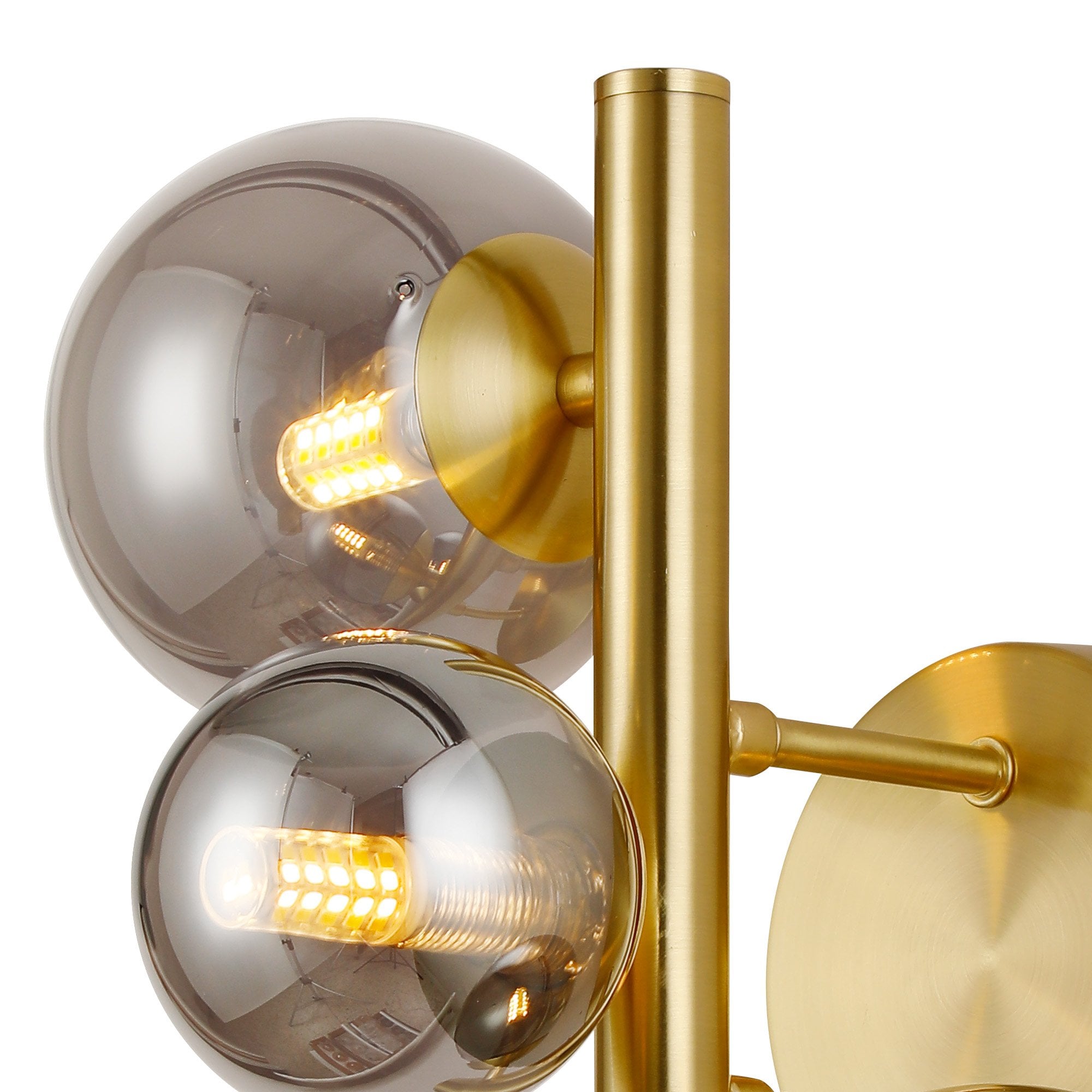 NL9324/SM9 Prague 3 Light Wall Light Satin Gold Smoke Plated