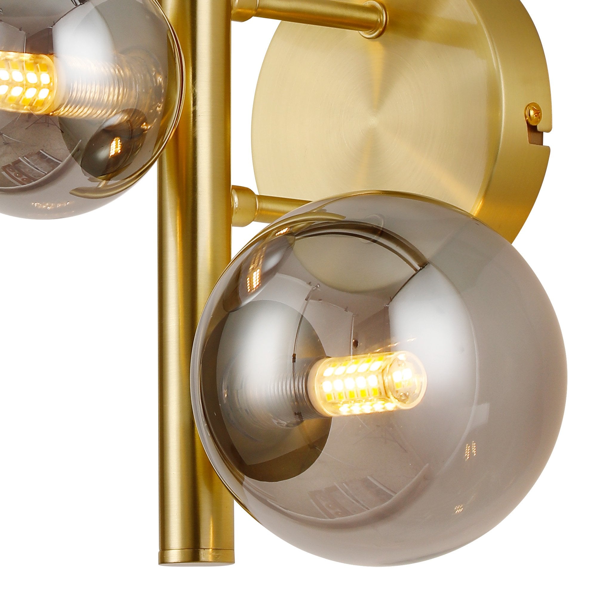 NL9324/SM9 Prague 3 Light Wall Light Satin Gold Smoke Plated