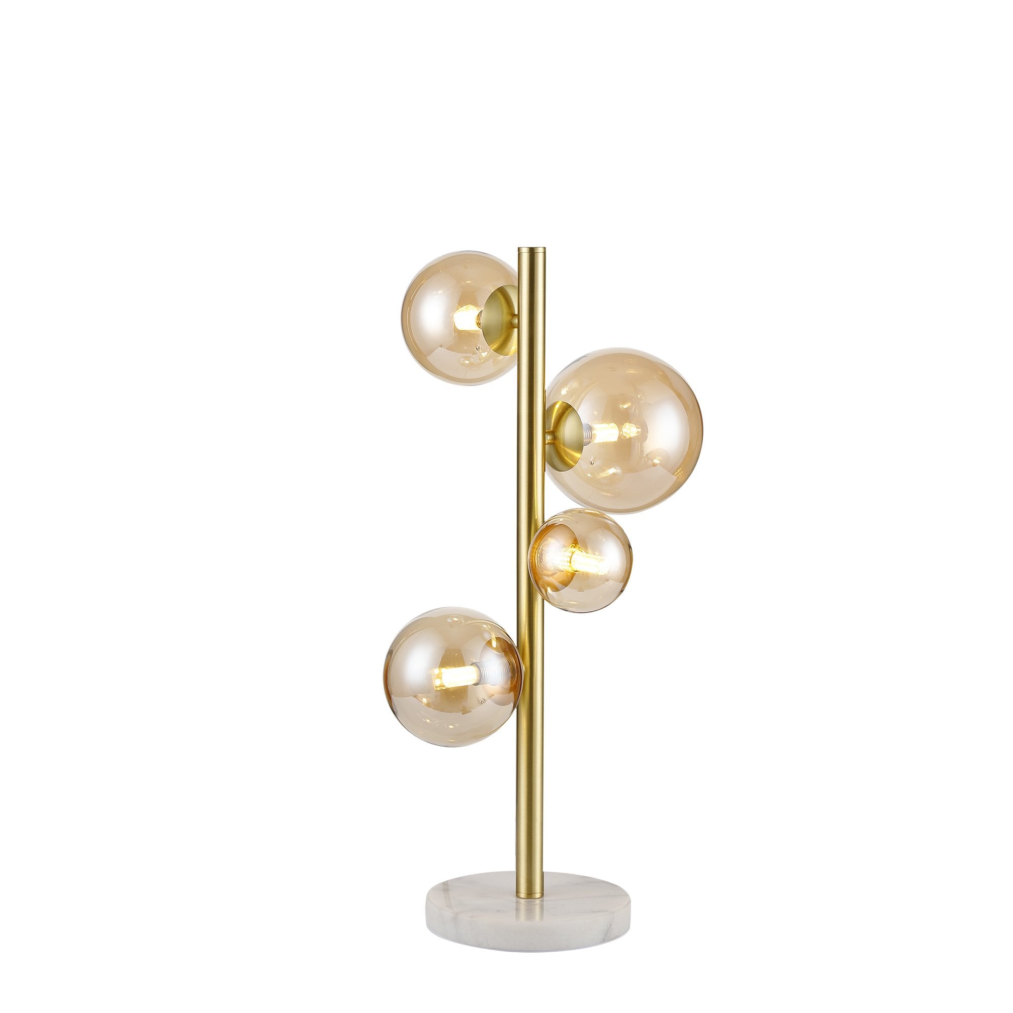 NL9326/AM9 Prague 4 Light Table Lamp Satin Gold Amber Plated