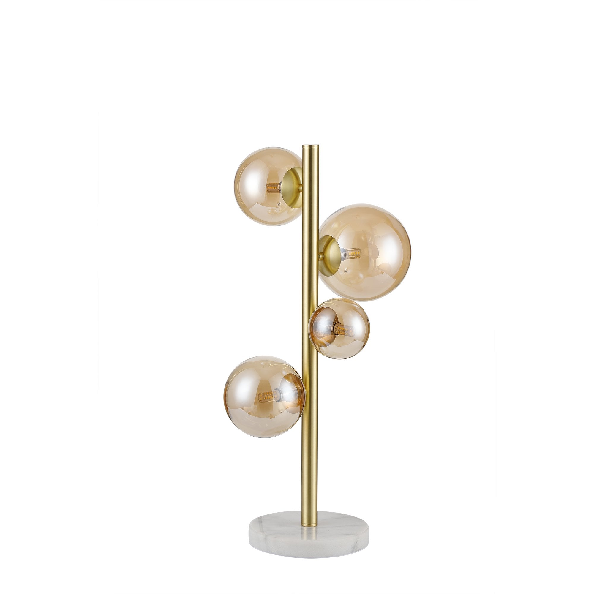 NL9326/AM9 Prague 4 Light Table Lamp Satin Gold Amber Plated