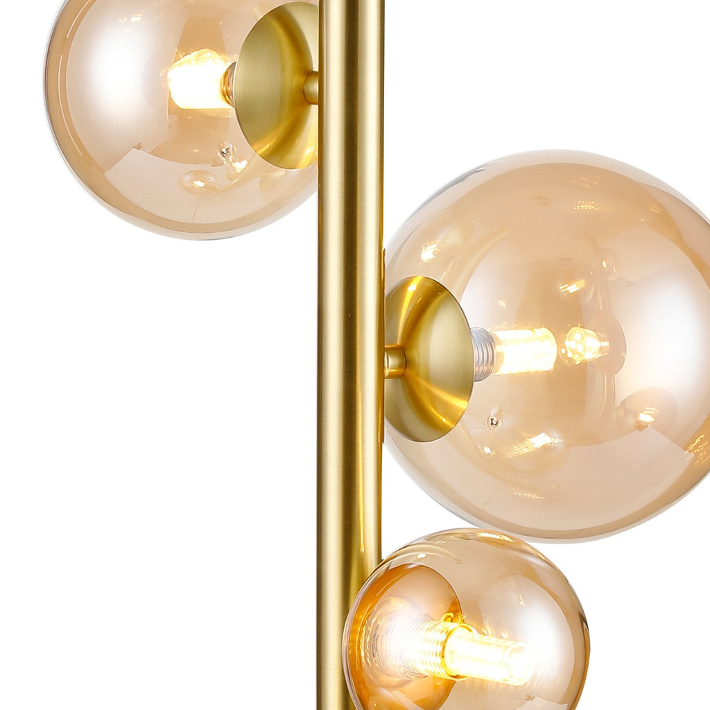 NL9326/AM9 Prague 4 Light Table Lamp Satin Gold Amber Plated