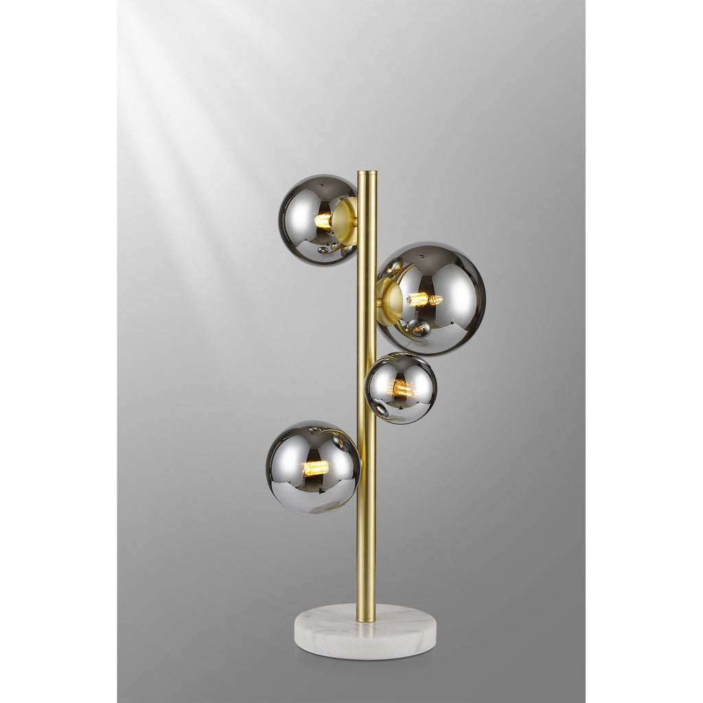 NL9326/CH9 Prague 4 Light Table Lamp Satin Gold Chrome Plated