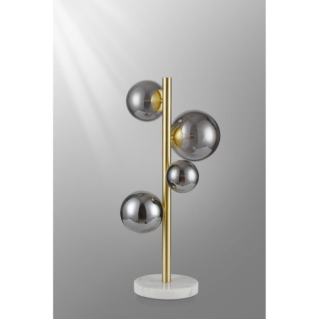 NL9326/SM9 Prague 4 Light Table Lamp Satin Gold Smoke Plated