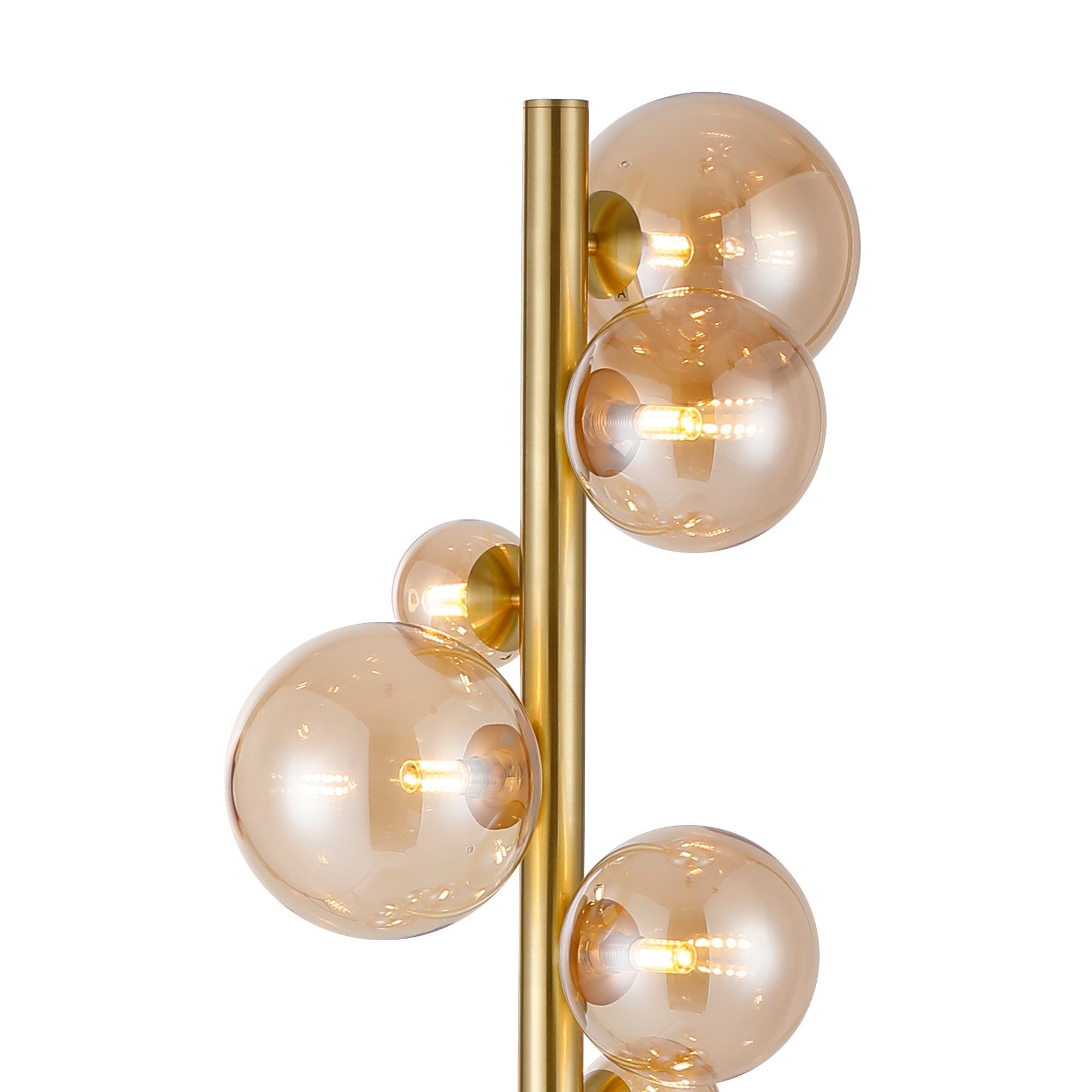 NL9327/AM9 Prague 11 Light Floor Lamp Satin Gold Amber Plated