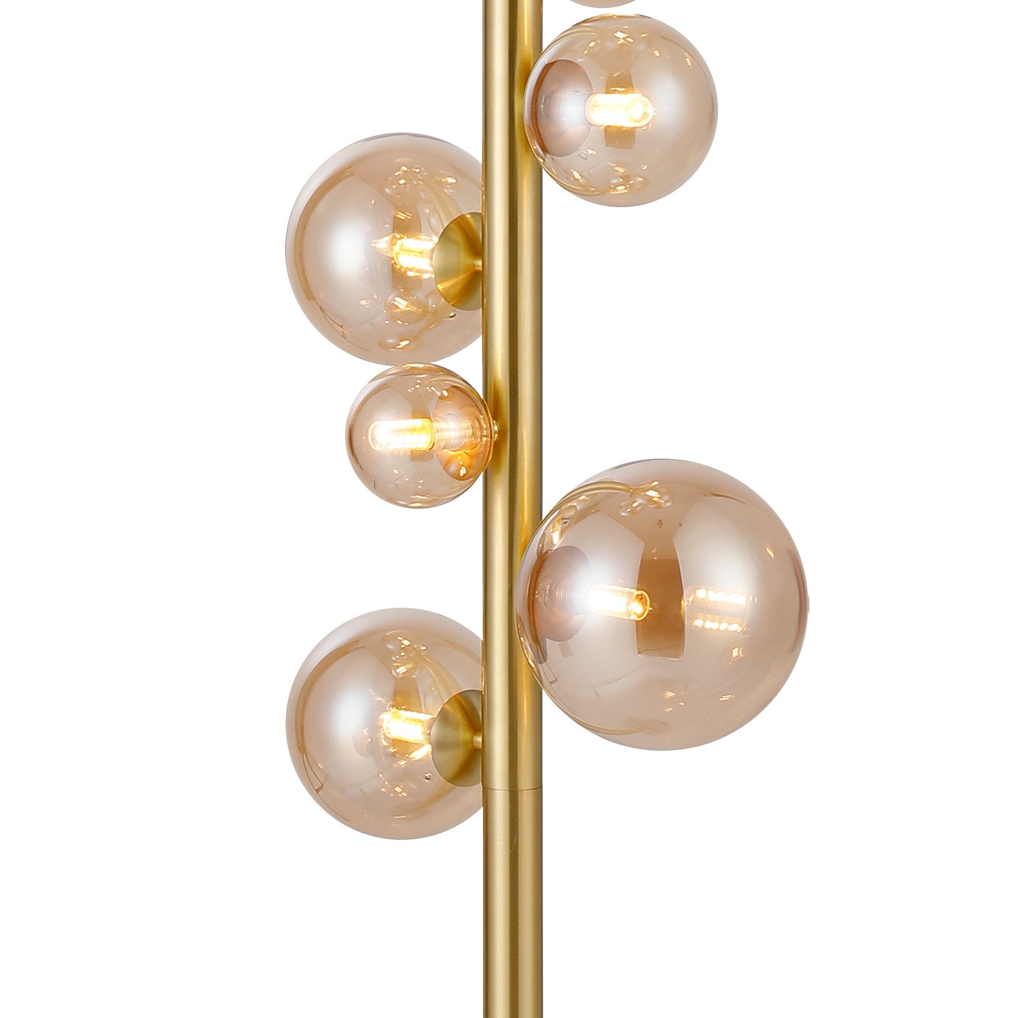 NL9327/AM9 Prague 11 Light Floor Lamp Satin Gold Amber Plated