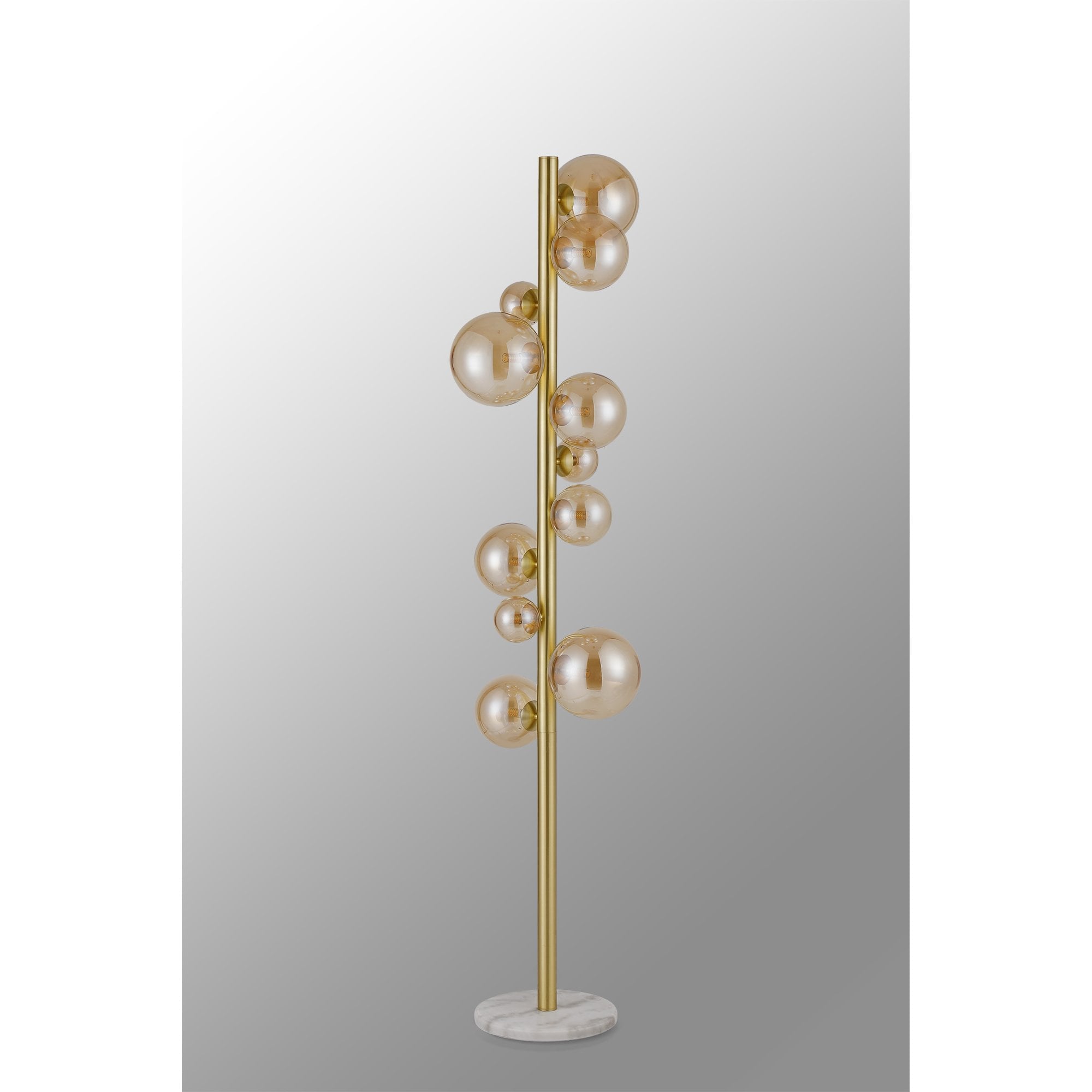 NL9327/AM9 Prague 11 Light Floor Lamp Satin Gold Amber Plated