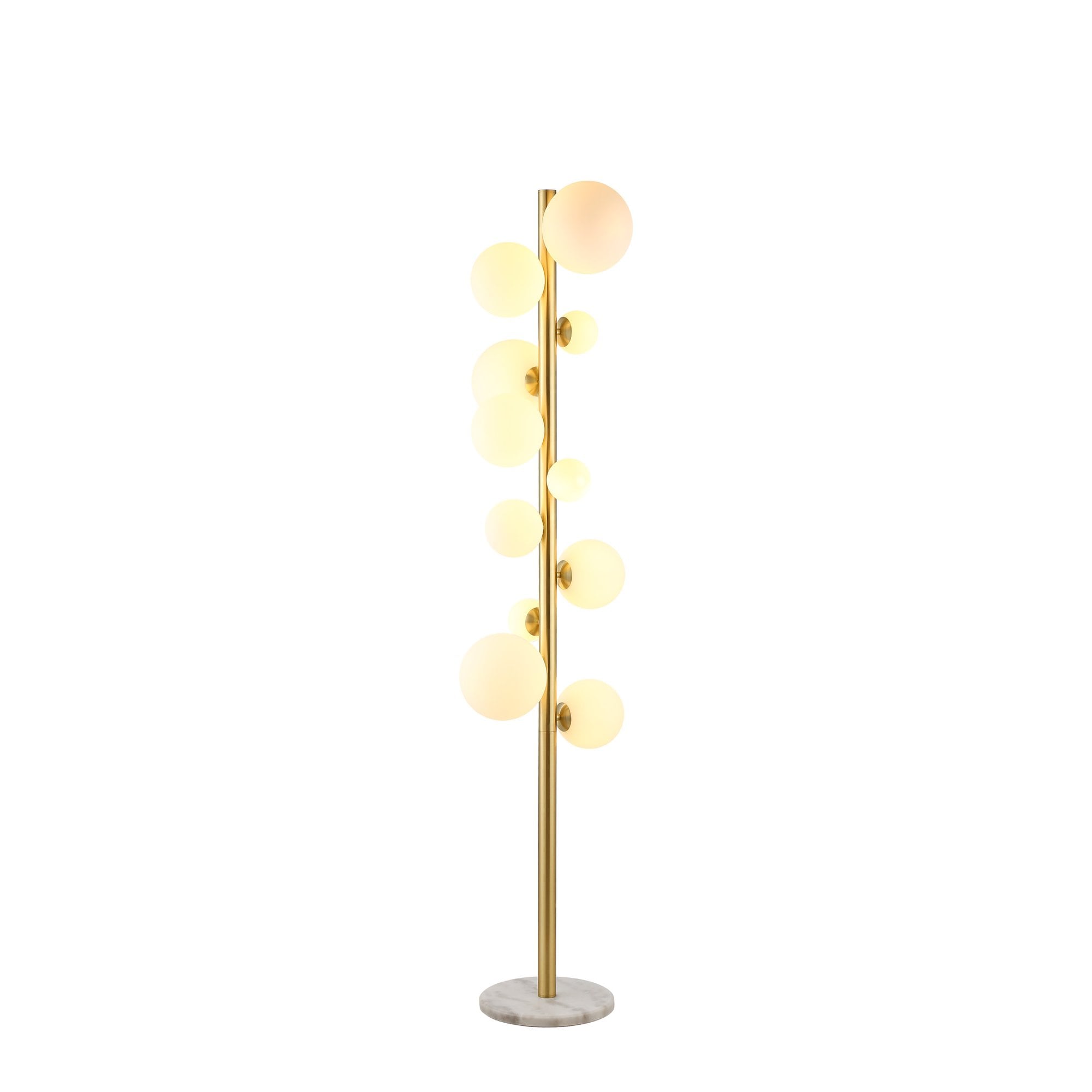 Prague 11 Light Floor  Lamp Satin Gold Opal