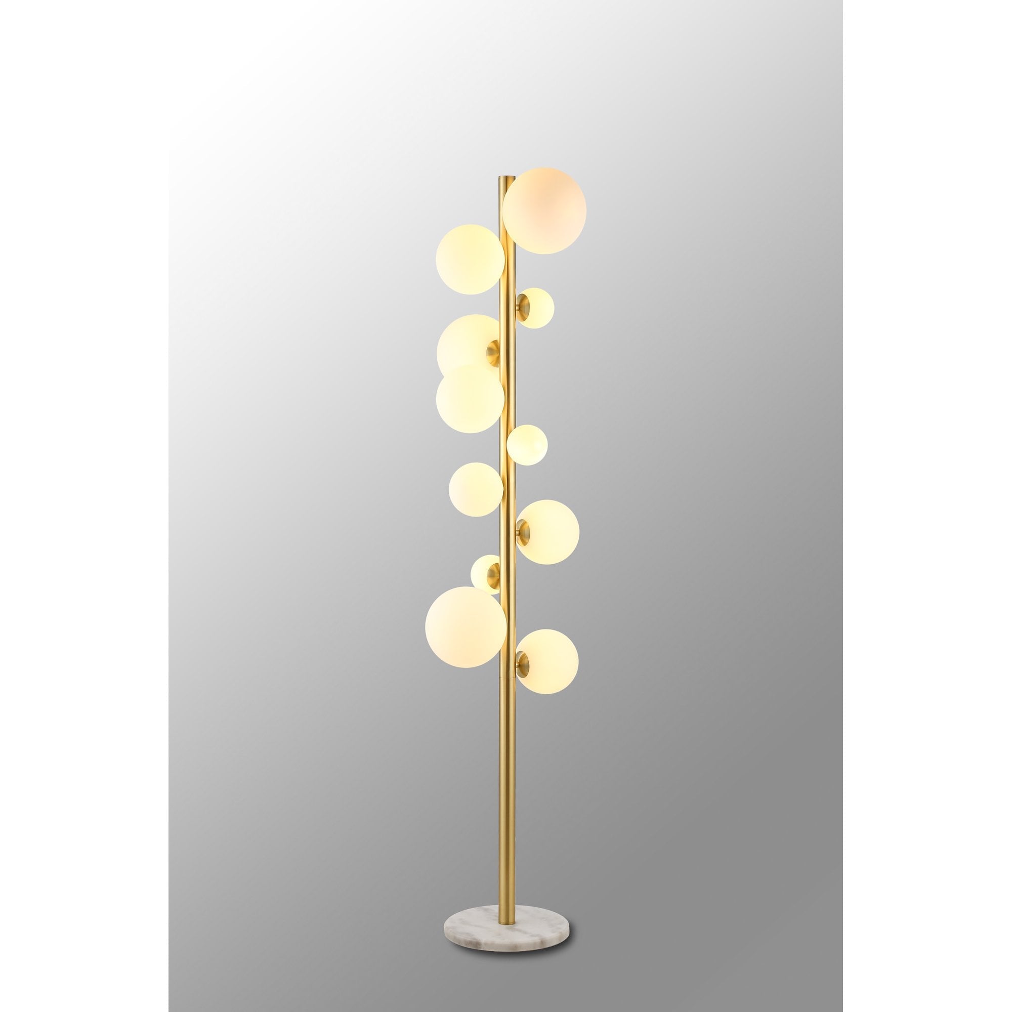Prague 11 Light Floor  Lamp Satin Gold Opal