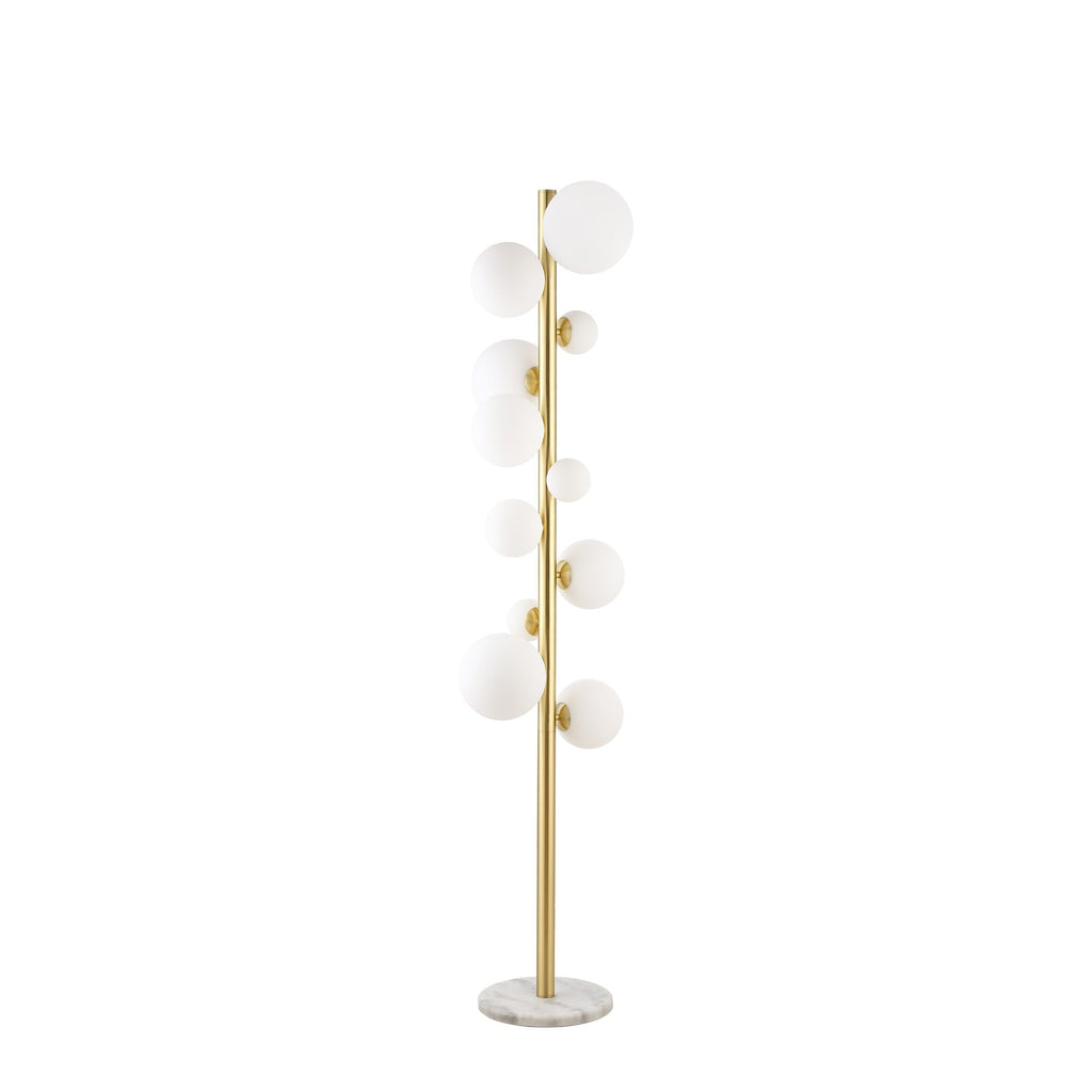 NL9327/OP9 Prague 11 Light Floor Lamp Satin Gold Opal