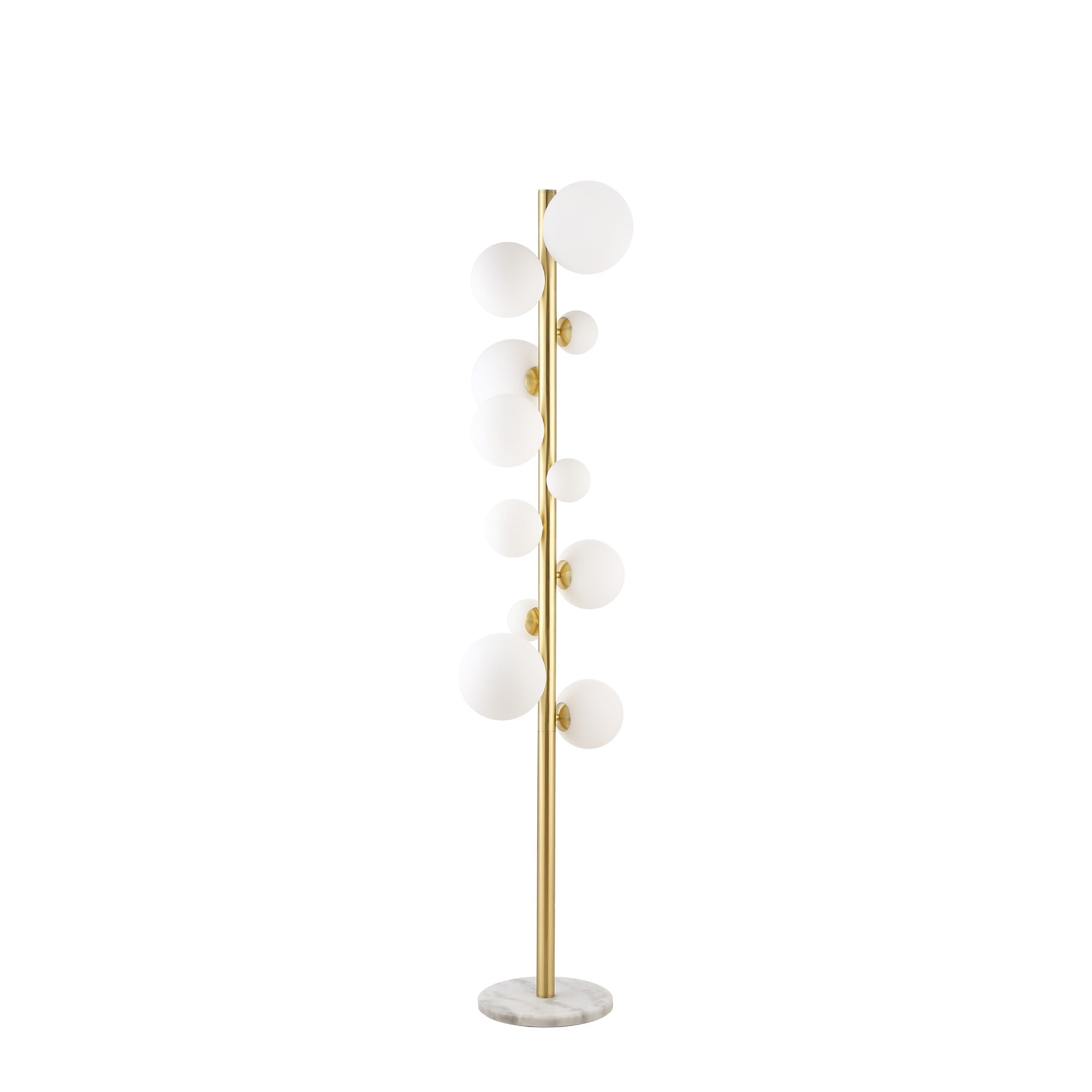 Prague 11 Light Floor  Lamp Satin Gold Opal