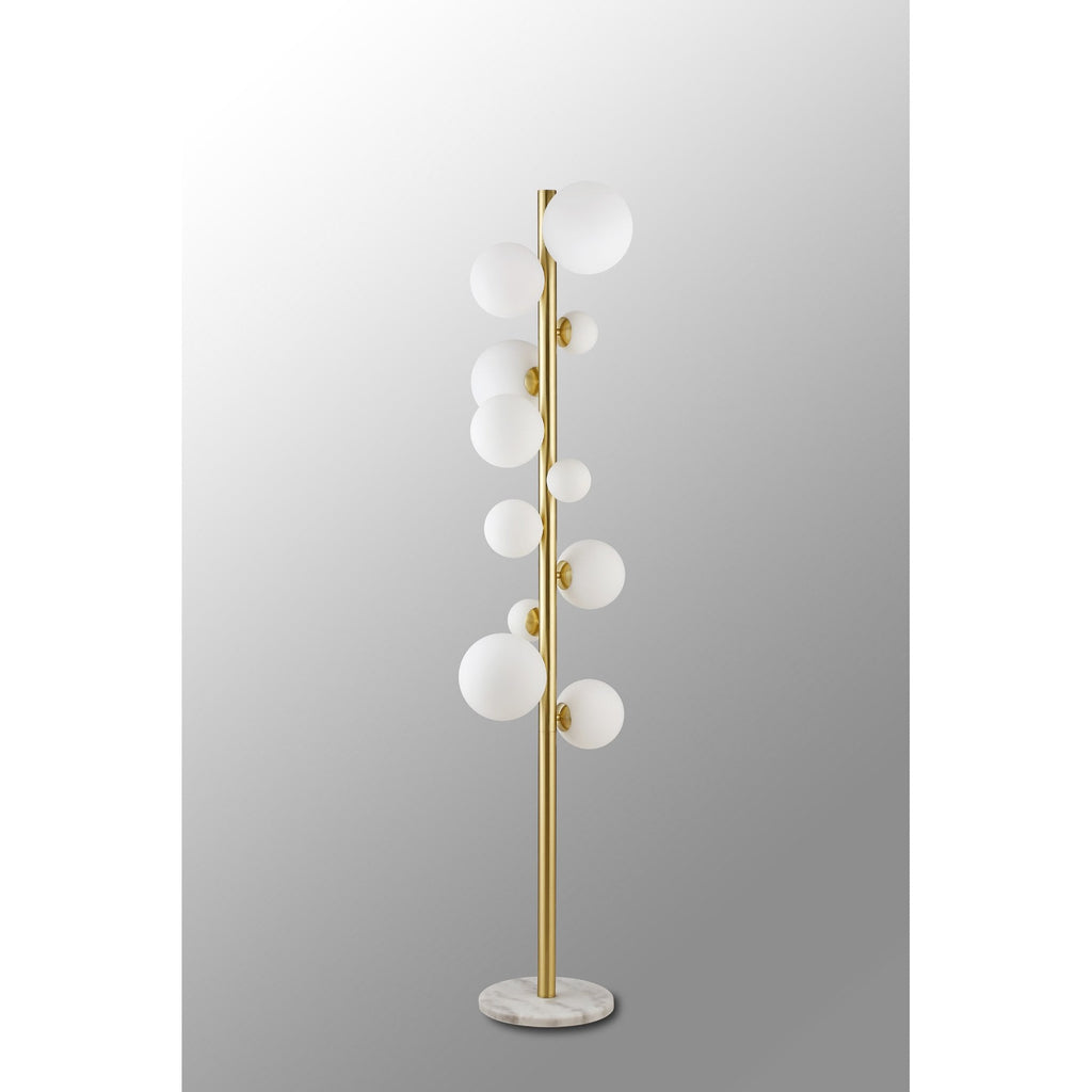 NL9327/OP9 Prague 11 Light Floor Lamp Satin Gold Opal