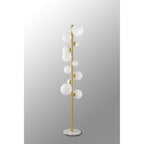 NL9327/OP9 Prague 11 Light Floor Lamp Satin Gold Opal