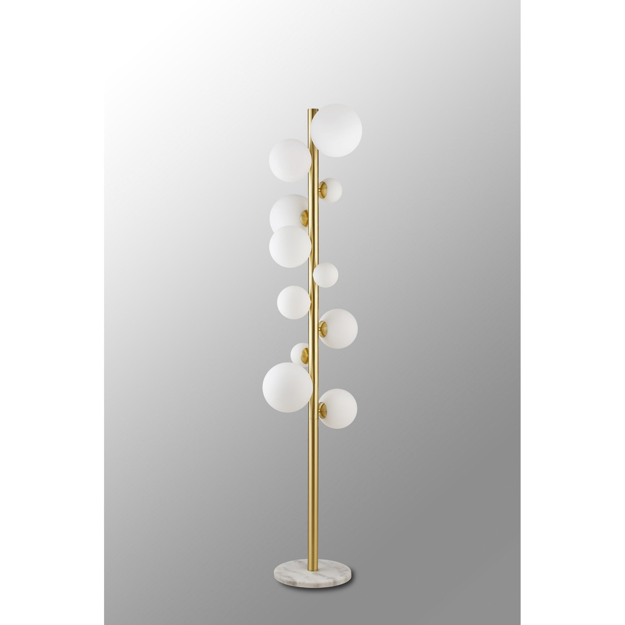 Prague 11 Light Floor  Lamp Satin Gold Opal