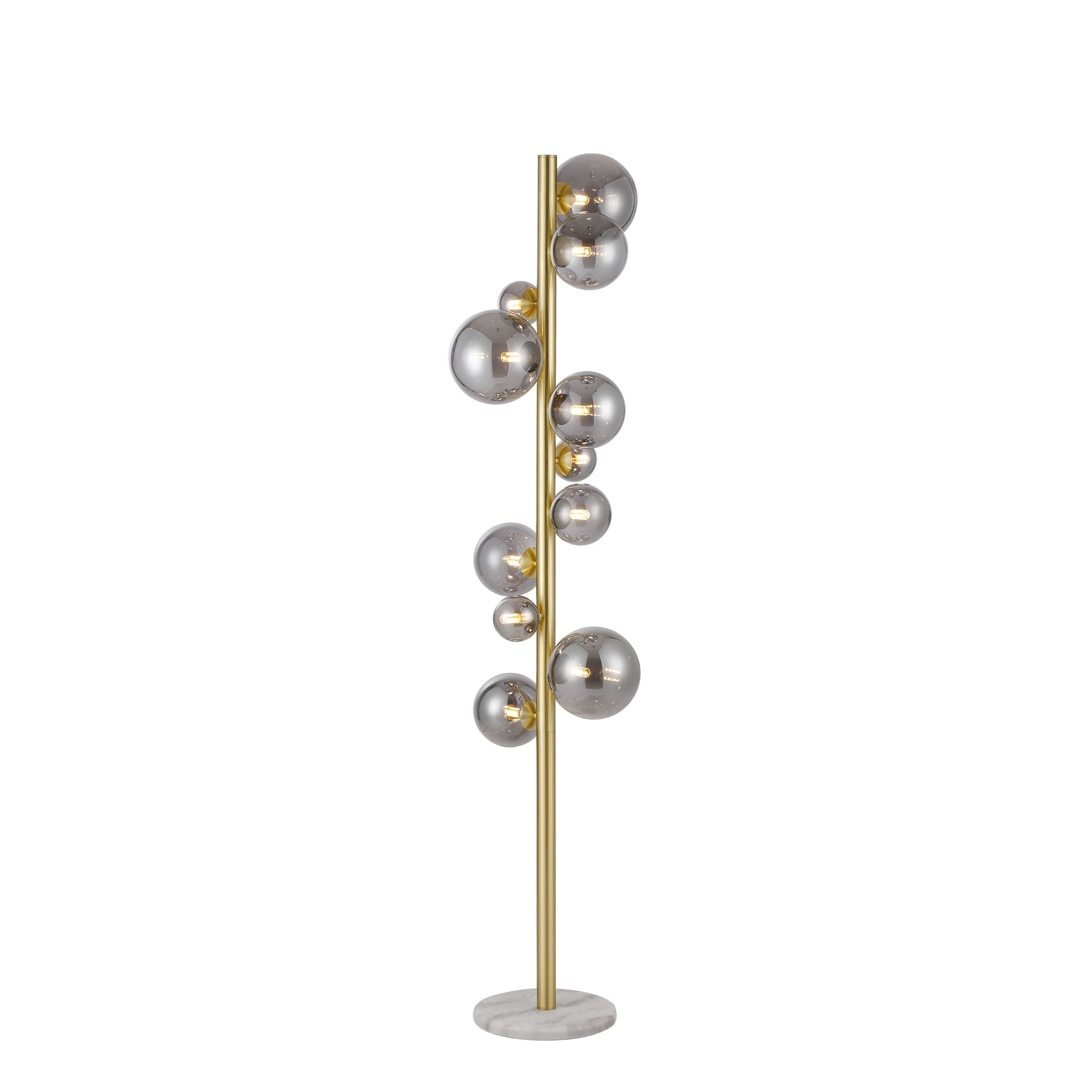 NL9327/SM9 Prague 11 Light Floor Lamp Satin Gold Smoke Plated