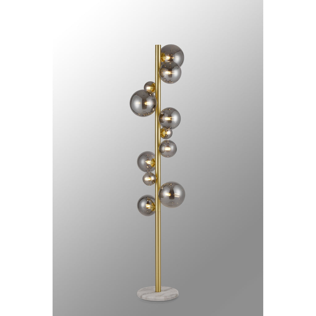 NL9327/SM9 Prague 11 Light Floor Lamp Satin Gold Smoke Plated