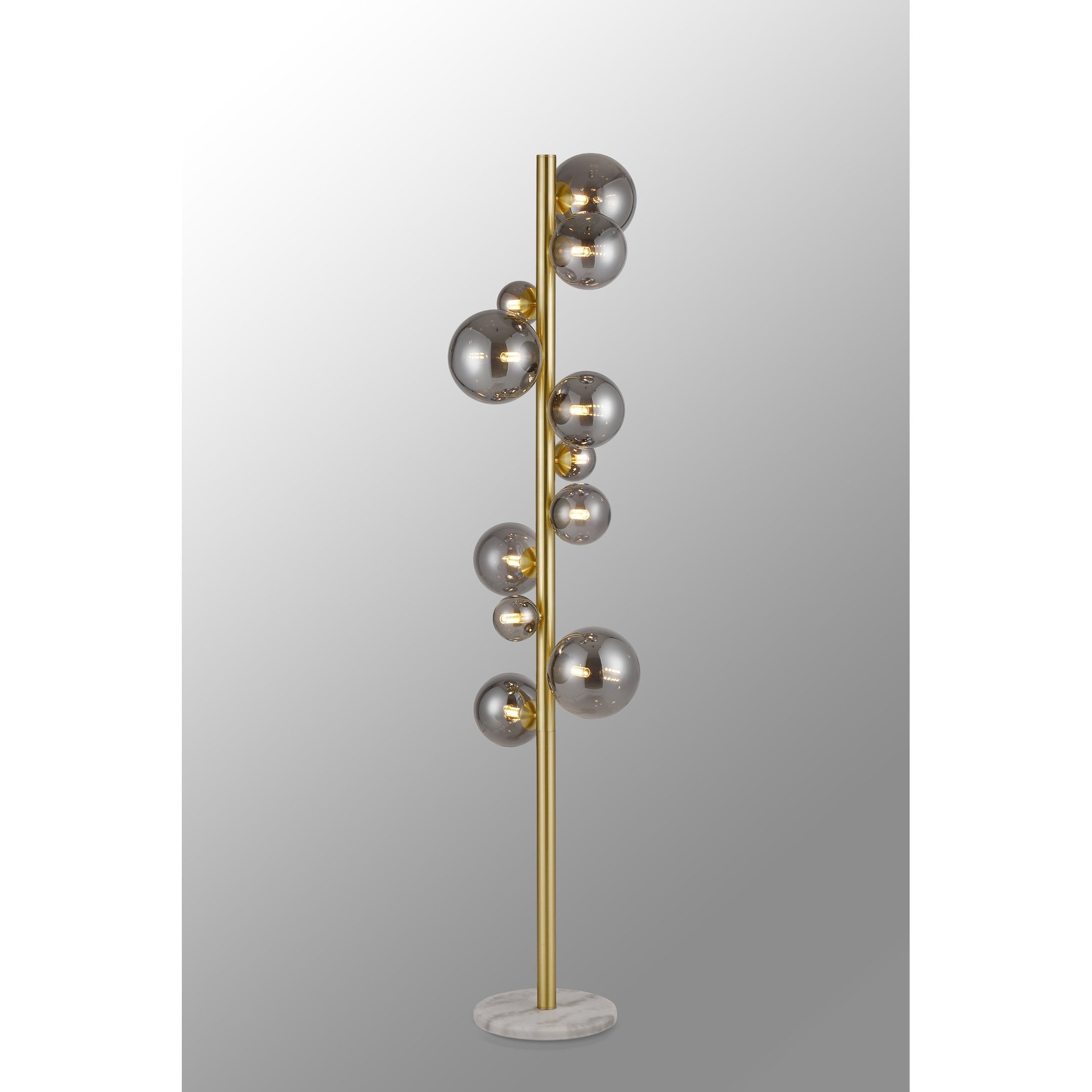 NL9327/SM9 Prague 11 Light Floor Lamp Satin Gold Smoke Plated