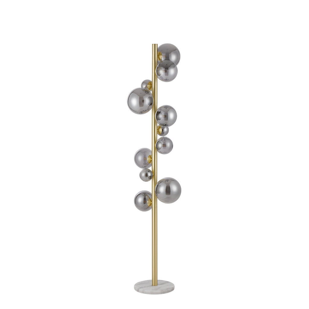 NL9327/SM9 Prague 11 Light Floor Lamp Satin Gold Smoke Plated