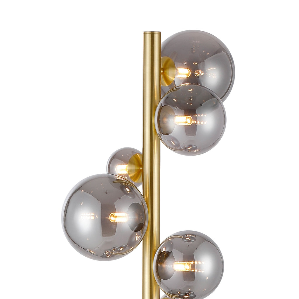 NL9327/SM9 Prague 11 Light Floor Lamp Satin Gold Smoke Plated