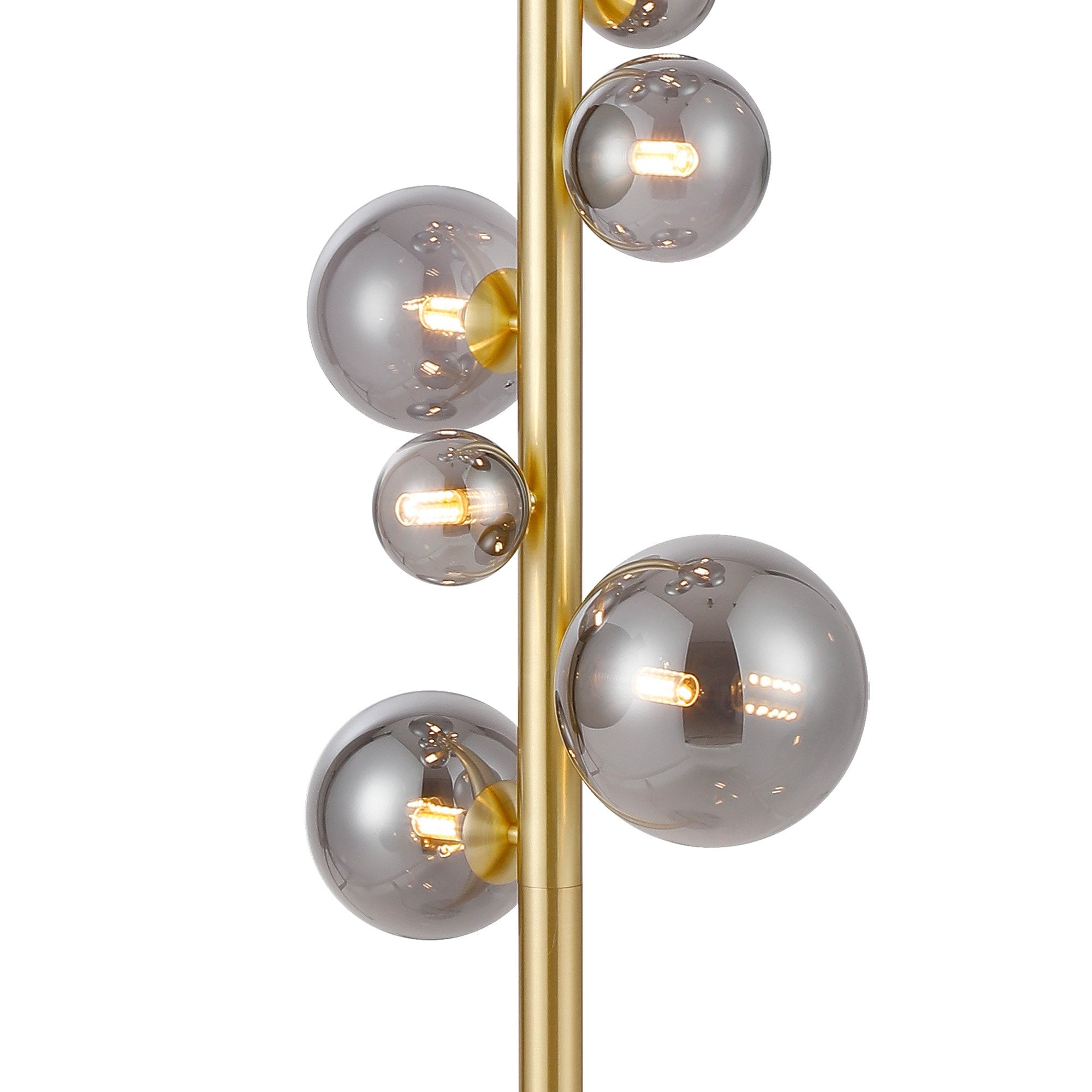 NL9327/SM9 Prague 11 Light Floor Lamp Satin Gold Smoke Plated