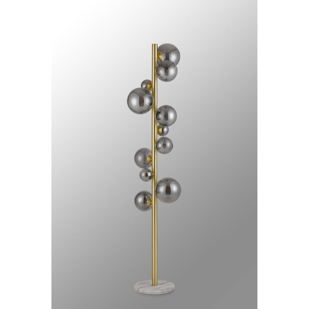 NL9327/SM9 Prague 11 Light Floor Lamp Satin Gold Smoke Plated