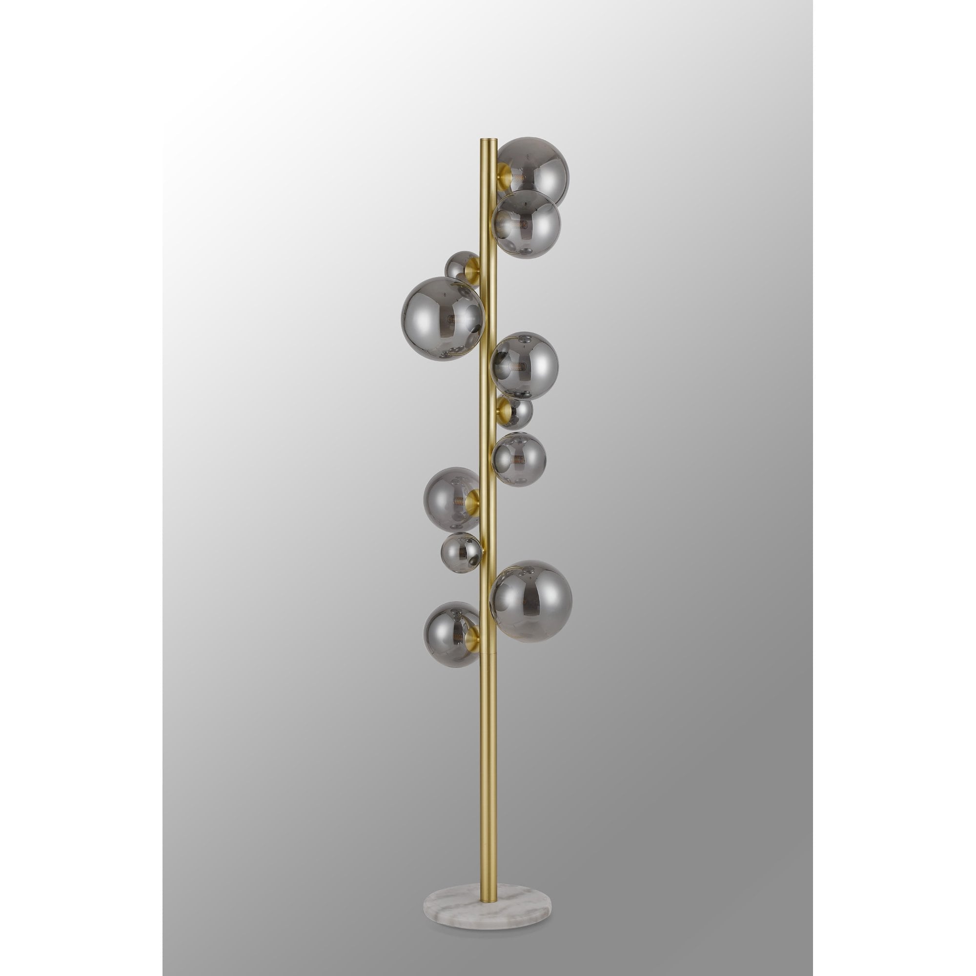 NL9327/SM9 Prague 11 Light Floor Lamp Satin Gold Smoke Plated