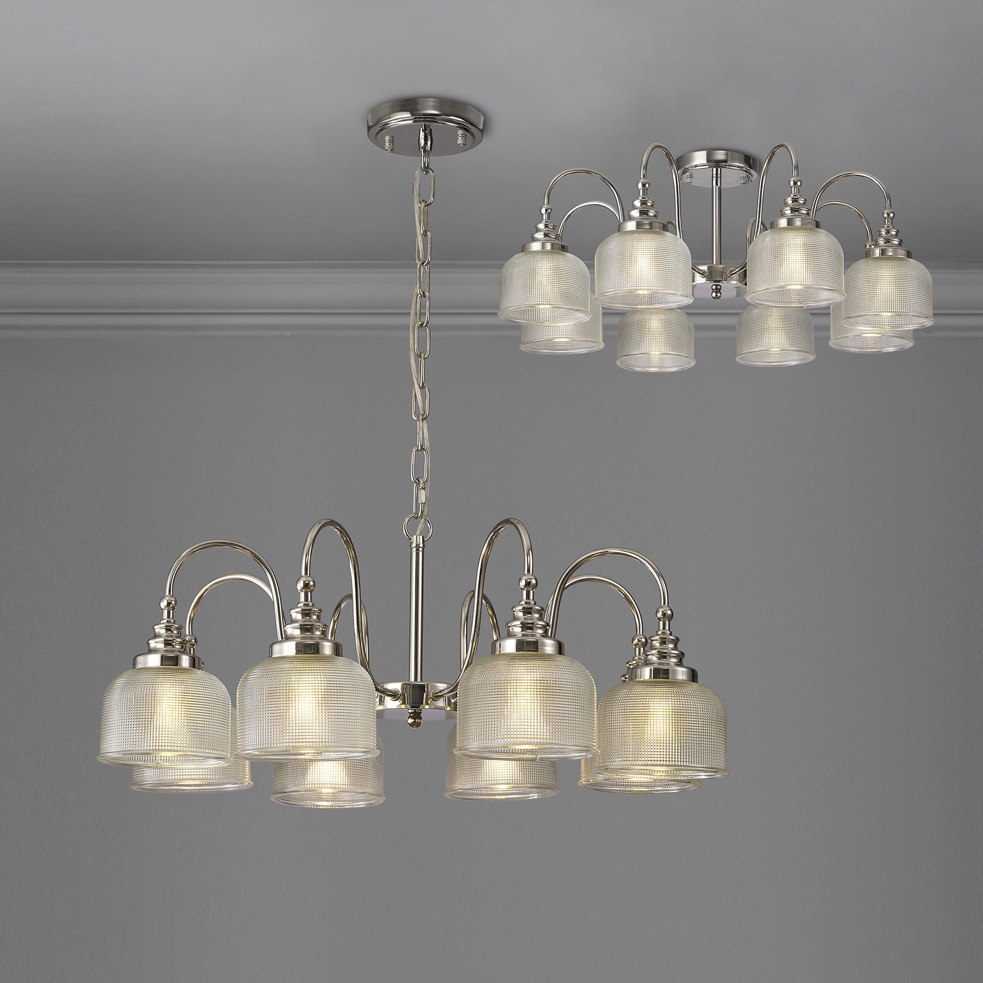 NL86079 Sakkas 8 Light Pendant/Ceiling Light Polished Nickel